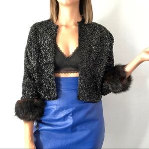 ‼️❗️SOLD❗️‼️50s/60s sequin & fur bolero jacket